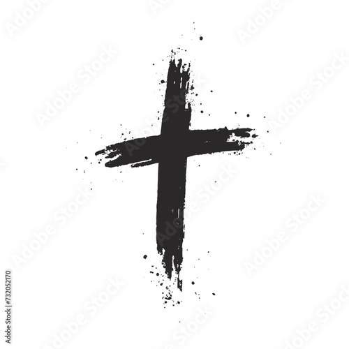 cross silhouette with blood and shadow. stock illustration.