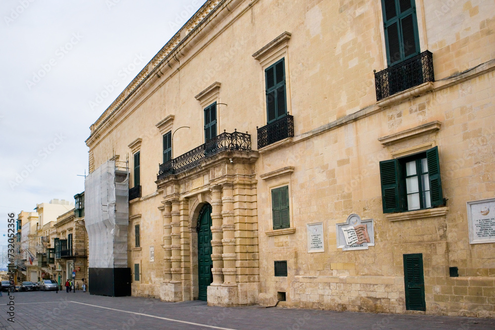  Grandmaster's Palace decorated with carved stone in Valletta, Malta