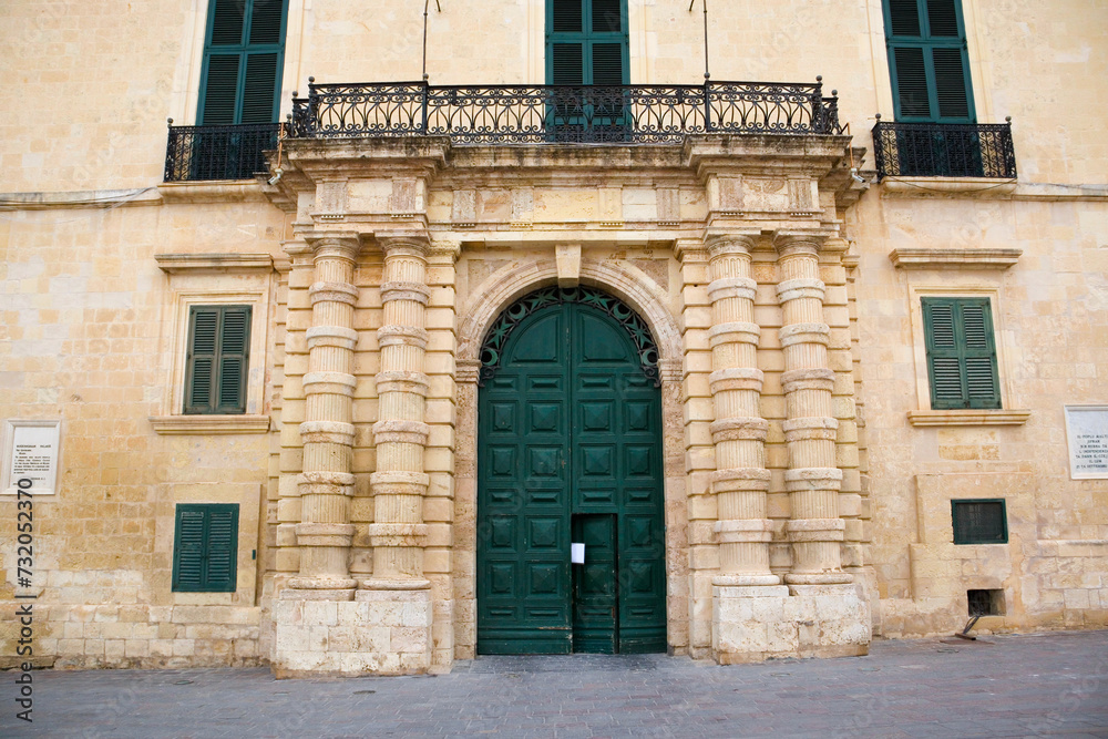 Grandmaster's Palace decorated with carved stone in Valletta, Malta	