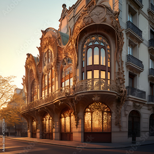 building facade at sunrise 