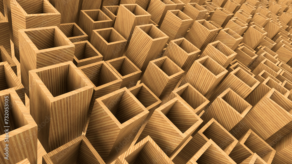 Obraz premium Wood Geometric Abstract 3D Design Element