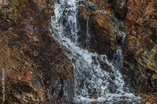 waterfall closeup over rocks with overcast lighting