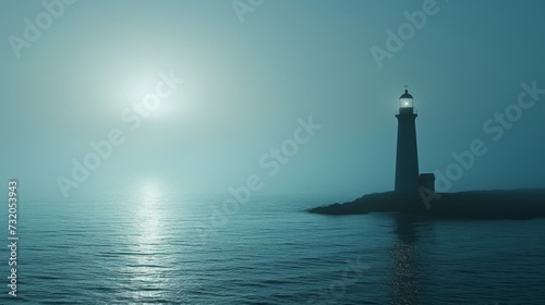 Minimalist photo highlighting the iconic silhouette of a lighthouse against t...
