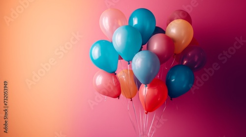 Simple yet captivating backdrop adorned with radiant, multicolored balloons