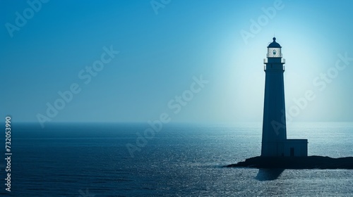 Minimalist photo highlighting the iconic silhouette of a lighthouse against t...