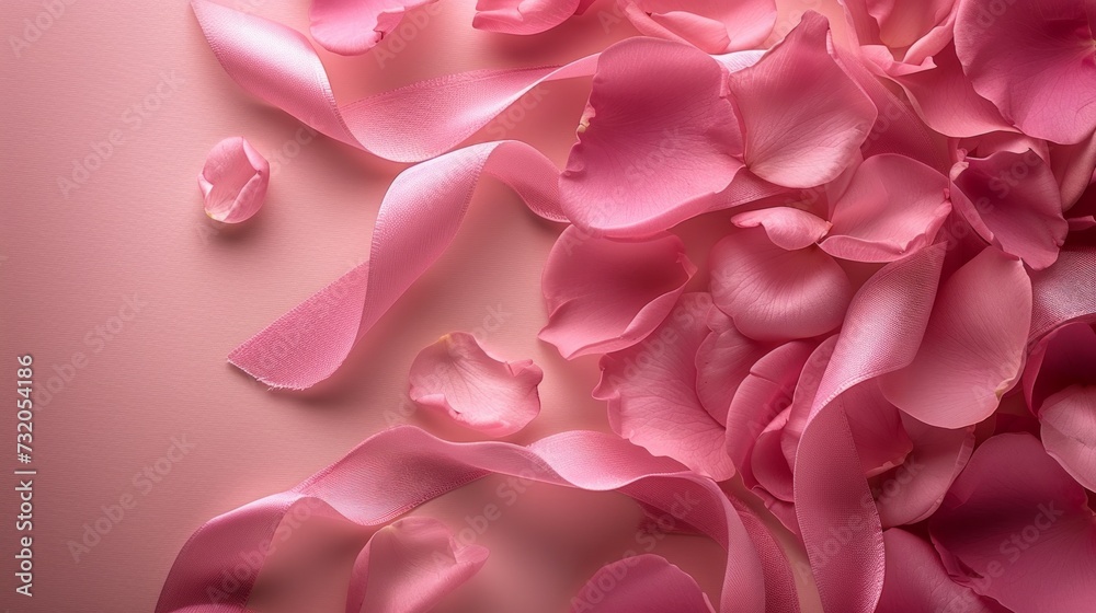 Simple yet captivating backdrop enriched with a soft pink ribbon Simple yet captivating backdrop enriched with a soft pink ribbon