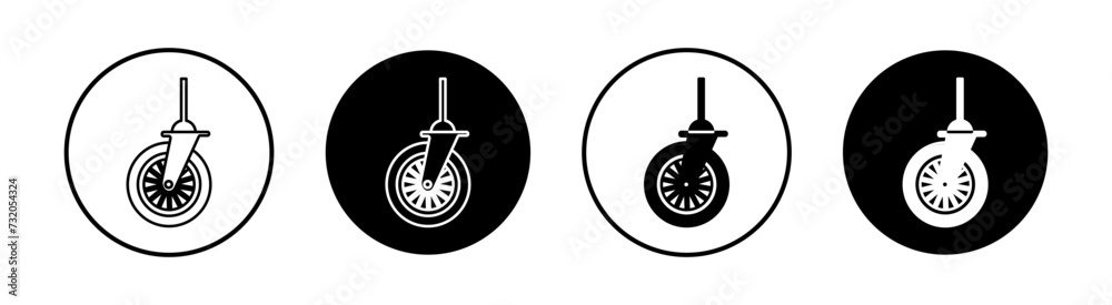 Swivel caster flat line icon set. Swivel caster Thin line illustration vector Swivel caster flat line icon set. Swivel caster Thin line illustration vector