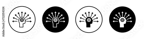 Realization flat line icon set. Realization Thin line illustration vector
