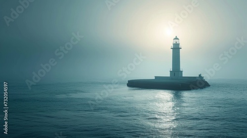 Clean composition showcasing the majestic presence of a lighthouse amidst the sea
