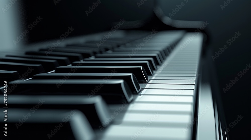Elegant portrayal of a sleek piano, capturing its understated beauty and melodic potential