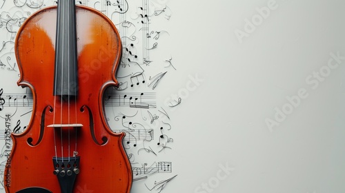 Simple yet captivating image showcasing a violin and delicate musical notes i...