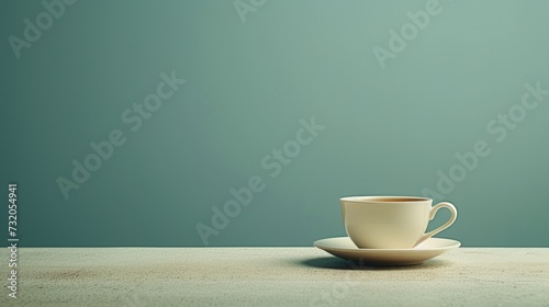 Elegant composition featuring a single teacup on a pristine surface