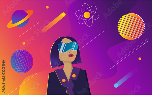 illustration of a flat girl in Viar glasses