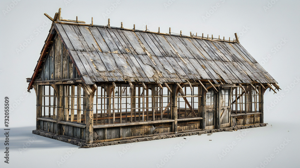 Miniature Wooden House, Detailed Architecture and Design in a Rustic Village Setting, Concept of Traditional Living