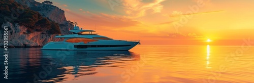 yacht at sunset in the mediterranean