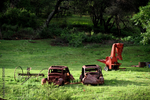  A Bunch Of Abandoned Vehicles  and hammer mill  On An Old Farm! in the Vredefort Dome area, North west, South Africa.  