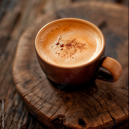 Freshly Brewed Coffee on Rustic Wooden Surface