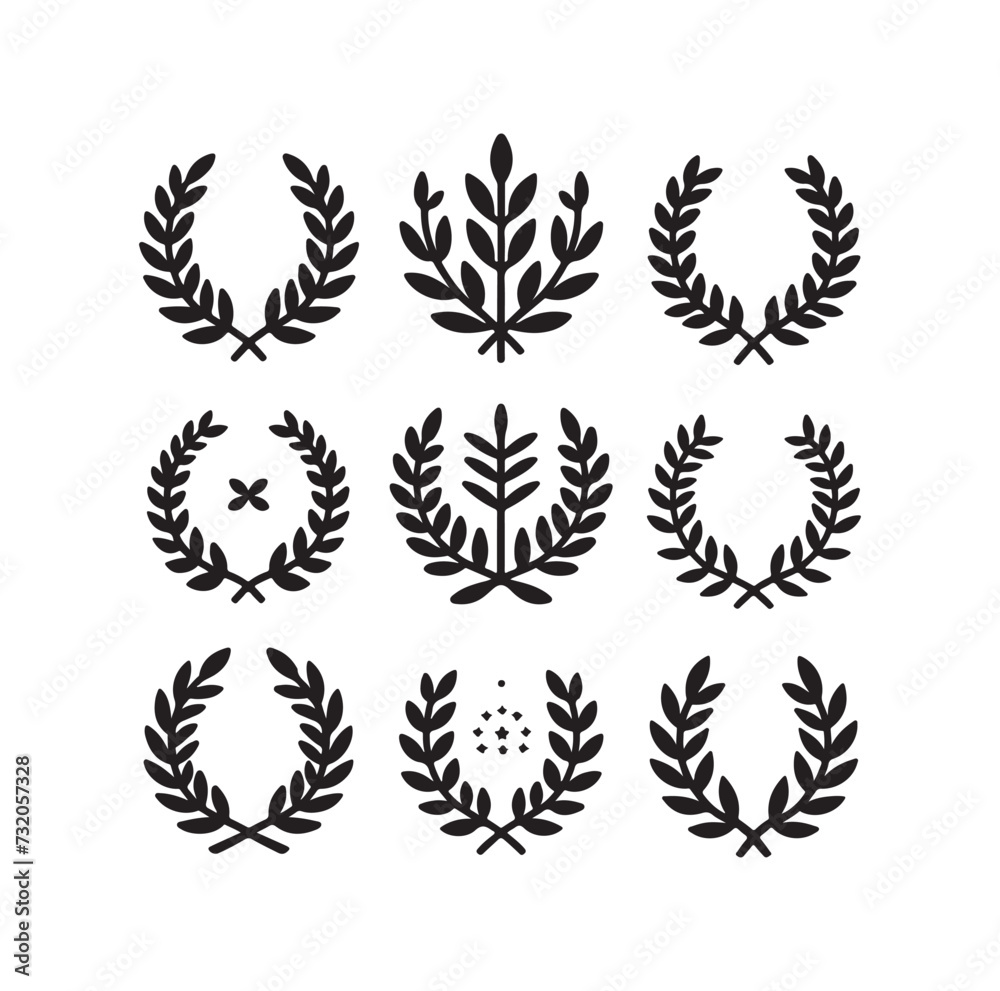 Minimal laurel sign silhouette vector illustration. Minimal laurel sign silhouette vector illustration.