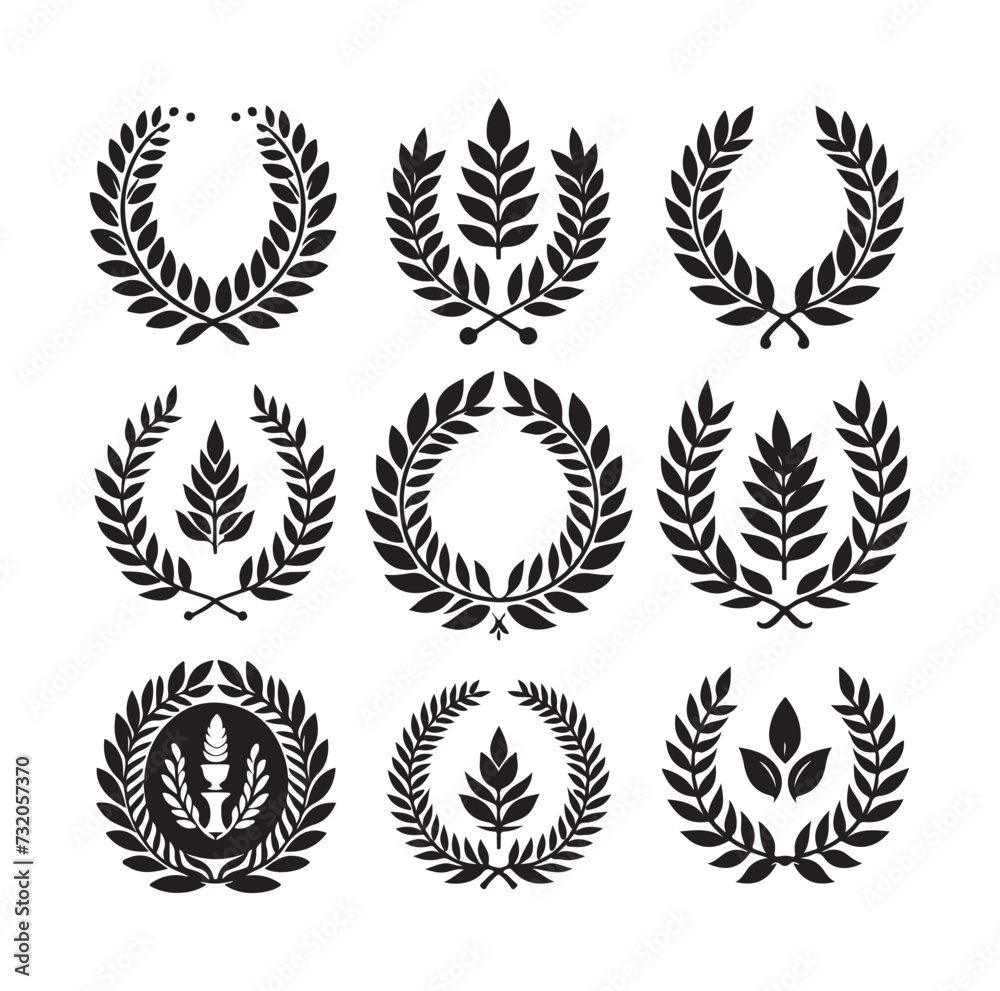 Minimal laurel sign silhouette vector illustration. Minimal laurel sign silhouette vector illustration.