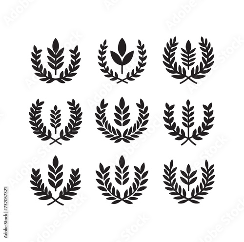 Minimal laurel sign silhouette vector illustration.