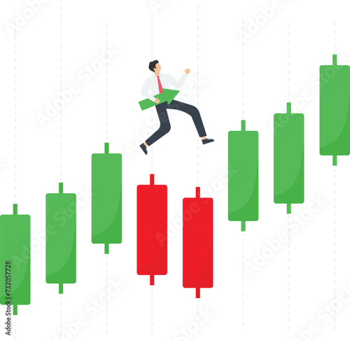 Cryptocurrency online trading, international investment, stock trading, financial analysis and stock market monitoring, a man runs a stock rise and fall chart for income control and growth
