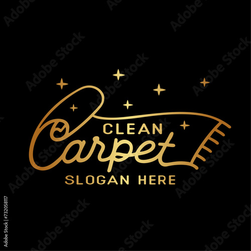 Clean carpet logo vector. Interiors cleaning carpet service business logo template design concept.