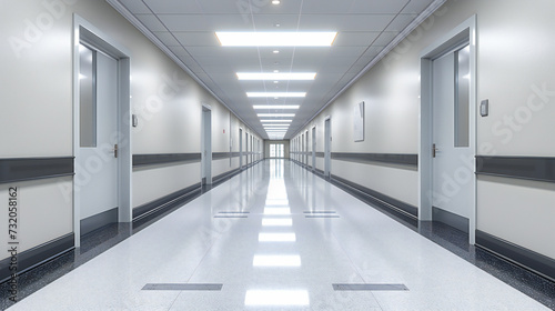 Modern Corridor with Sleek Design  Empty Hallway Illuminated by Natural Light  Contemporary Interior Architecture