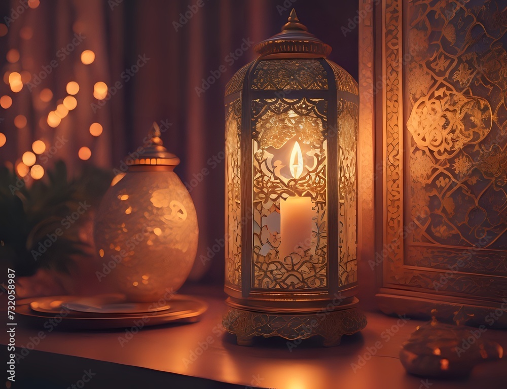 Ergonomic Elegant ornamental islamic lantern on a wooden table makes a perfect ambience for Ramadan or Eid. Copy Space. Ergonomic Elegant ornamental islamic lantern on a wooden table makes a perfect ambience for Ramadan or Eid. Copy Space.