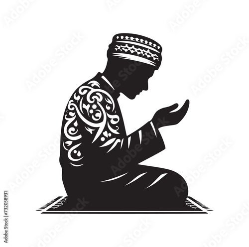vector muslim Praying silhouette vector illustration.