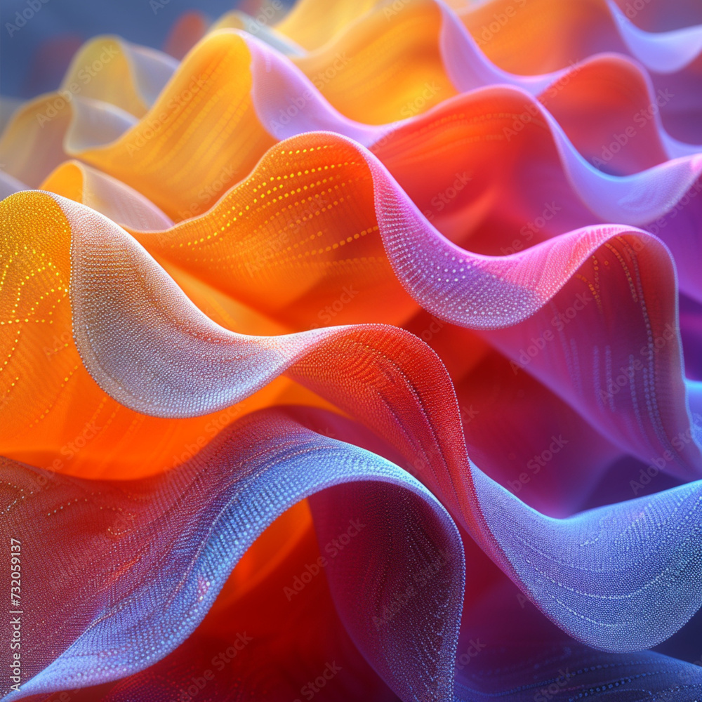 Abstract Digital Art of Wavy Textures Flowing in a Harmonious Blend of Orange and Blue Hues Abstract Digital Art of Wavy Textures Flowing in a Harmonious Blend of Orange and Blue Hues