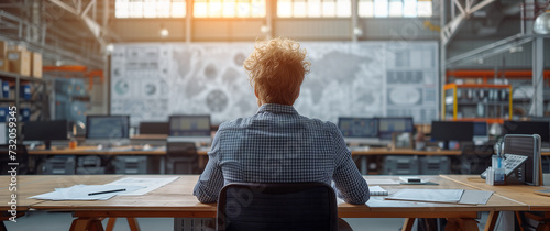 A man sitting in the classroom to learn photo