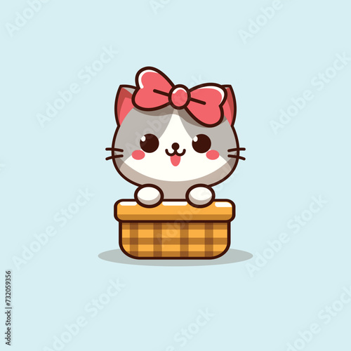design character cat girl with bucket