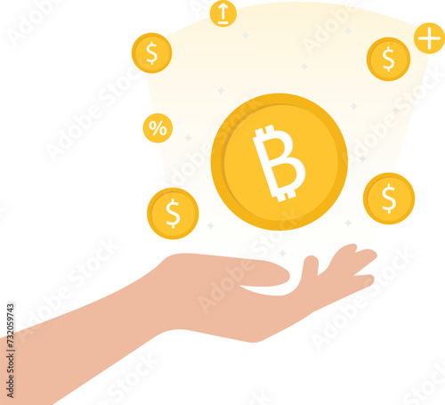 The future of bitcoins and cryptocurrencies, investment opportunities or alternative financial assets concept. Holder who buys bitcoin or cryptocurrency for long term investment, bitcoin independence.
