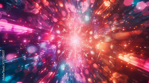 Hyperspace Tunnel Journey in Vivid Pink and Blue Hues