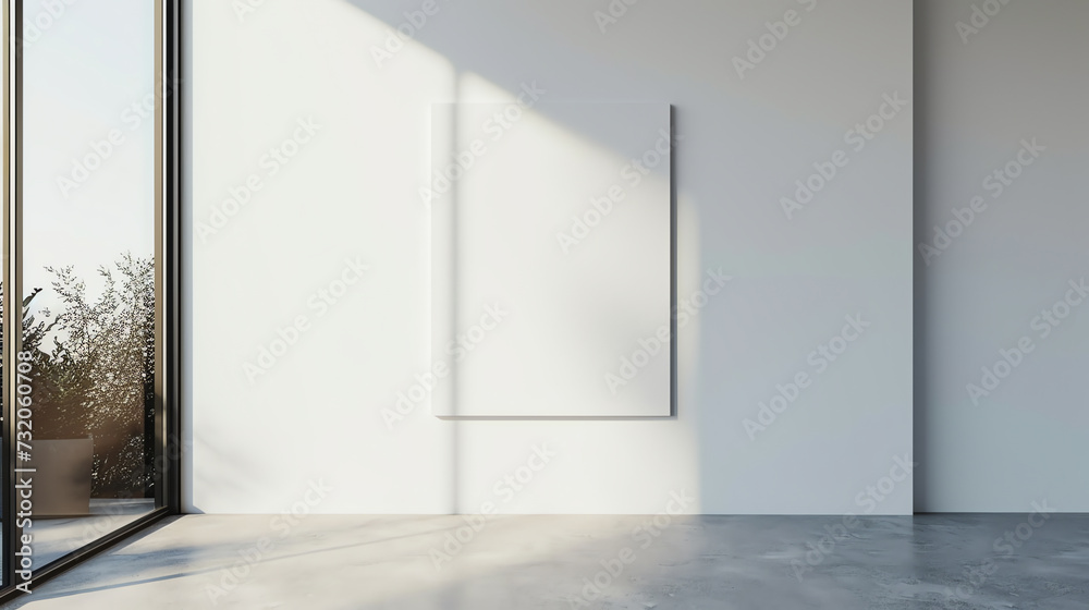 Modern Blank Canvas Frame on White Wall Modern Blank Canvas Frame on White Wall
