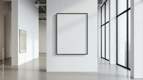 Modern Blank Canvas Frame on White Wall