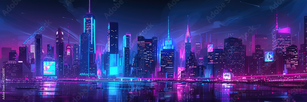 Neon-Lit Futuristic Cityscape at Night Neon-Lit Futuristic Cityscape at Night
