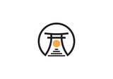 japanese pagoda logo linear style icon design.
