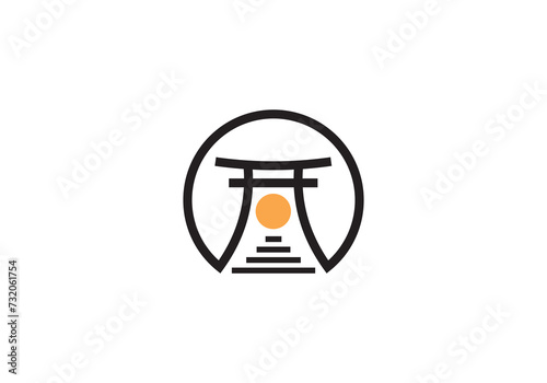japanese pagoda logo linear style icon design.