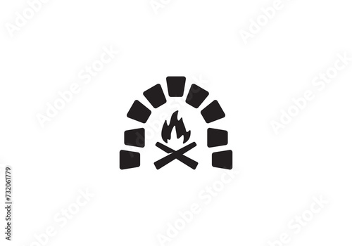 vintage brick furnace logo design symbol template