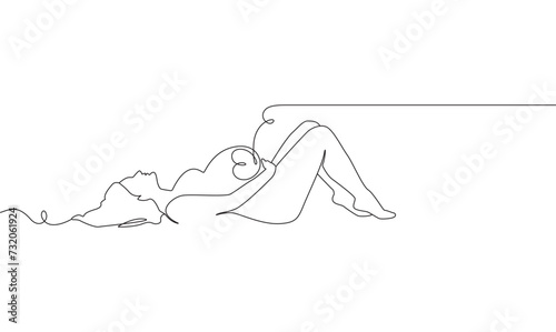 pregnant women in one continuous line drawing. vector eps 10