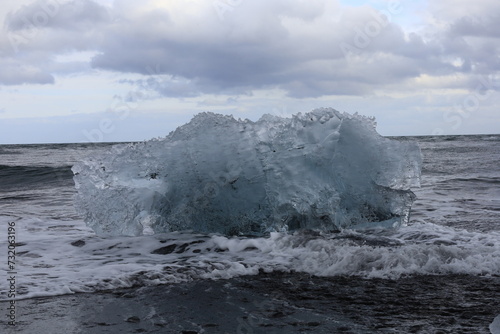 View of icebergs on the Diamond Beach in southern part of Vatnajökull National Park, Iceland