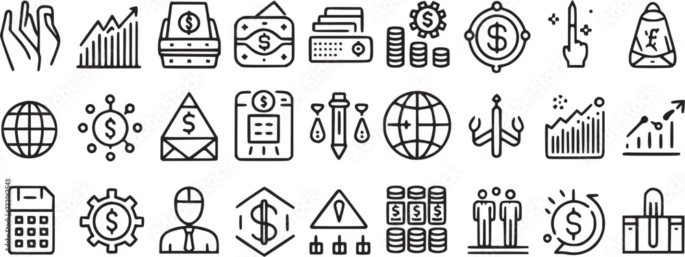 Finance icons set money payments. Finance icons set money payments.