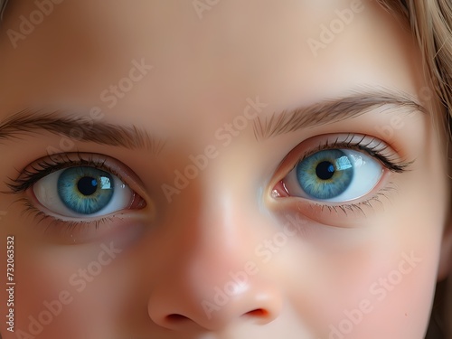 Closeup of a Beautiful child girl with her magical blue eyes.