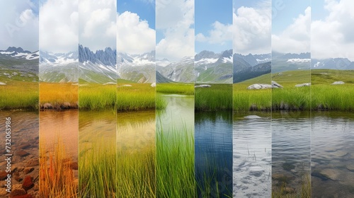 vertical segmented images of abstract landscapes   photo