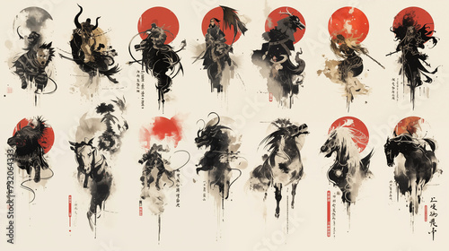 Fourteen creatures in front of a moon
