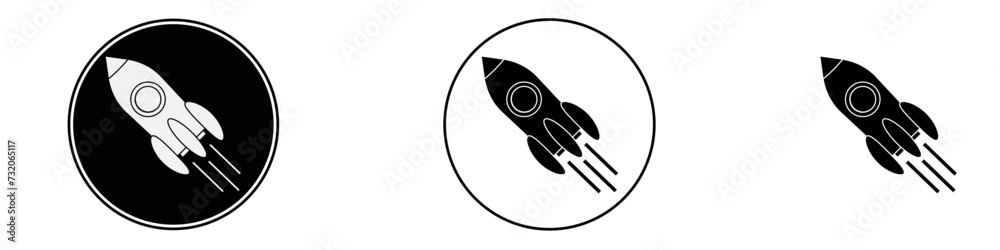 Rocket Start Up Concept. Black white icon. Vector illustration Rocket Start Up Concept. Black white icon. Vector illustration