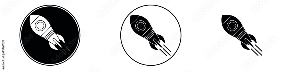 Rocket Start Up Concept. Black white icon. Vector illustration Rocket Start Up Concept. Black white icon. Vector illustration