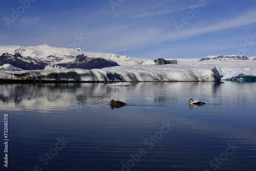 Jökulsárlón is a large glacial lake in southern part of Vatnajökull National Park, Iceland photo