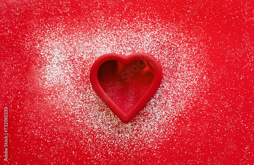 Open Red Heart with Scattered White on Red Background